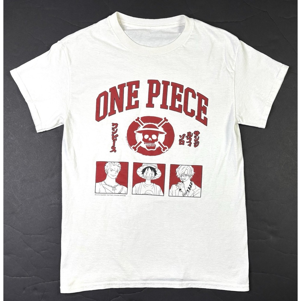One Piece T-Shirt Men's Small White Short Sleeve Manga Anime Luffy Zoro Sanji